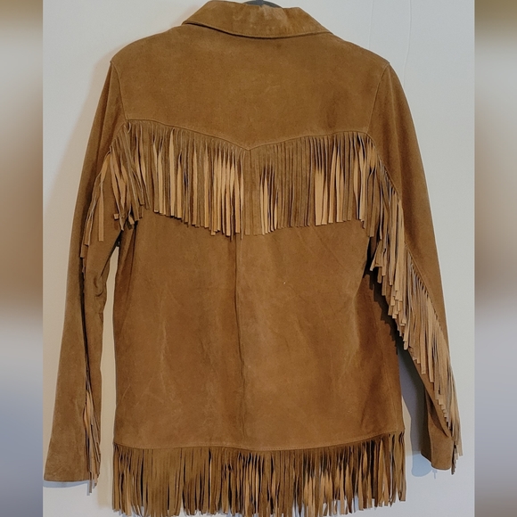 VTG Y2K Fringe Granola Western Leather Jacket Wild Bill Hickok Dennis Hopper - Picture 4 of 9